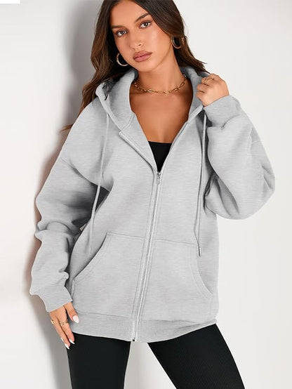 Oversized Drawstring Hoodie Jacket