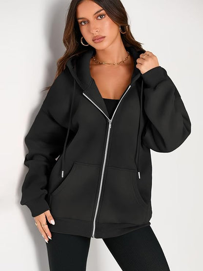 Oversized Drawstring Hoodie Jacket