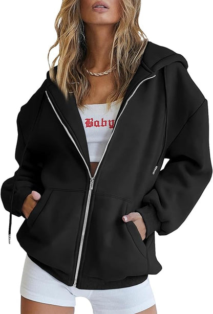 Oversized Drawstring Hoodie Jacket