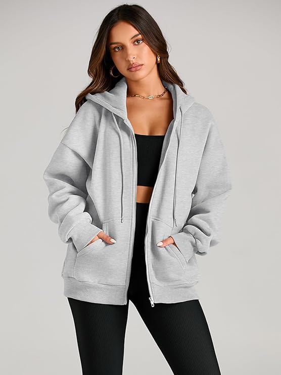 Oversized Drawstring Hoodie Jacket