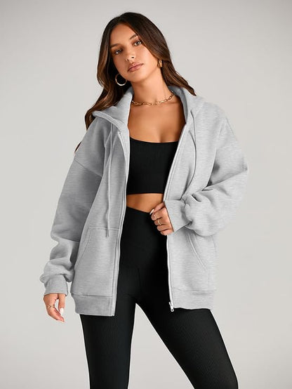 Oversized Drawstring Hoodie Jacket