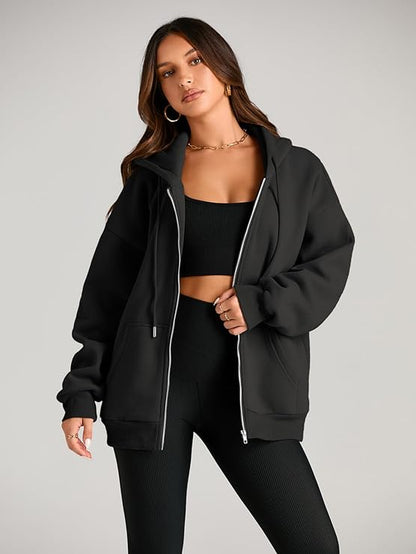 Oversized Drawstring Hoodie Jacket