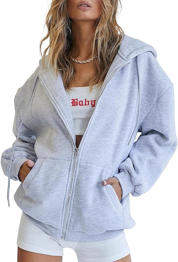 Oversized Drawstring Hoodie Jacket